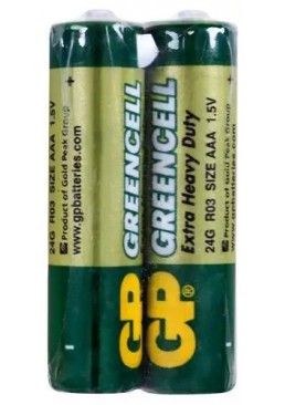 Батарейка GP Greencell 1.5V солевая 24G-S2, R03, ААA,  2шт