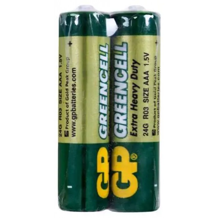 Батарейка GP Greencell 1.5V сольова 24G-S2, R03, ААA,  2шт (000454) - 
