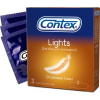 Презервативи латексні з силіконовою змазкою Contex Lights (особливо тонкі), 3 шт