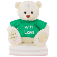 Мягкая игрушка с пледом внутри Медвежонок плюшевый "С любовью" (белый)