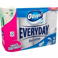 Туалетний папір Ooops! Everyday Sensitive 3 шари 120 відривів, 24 шт