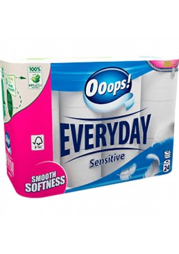 Туалетний папір Ooops! Everyday Sensitive 3 шари 120 відривів, 24 шт