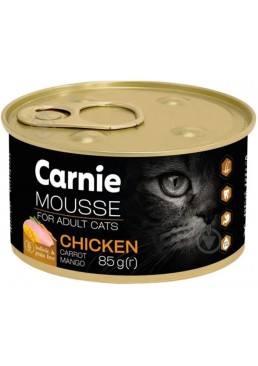 Влажный корм для взрослых кошек Carnie: мясной мусс с курицей, манго и морковью, 85 г