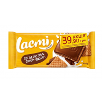 Шоколад  молочний Roshen Lacmi з шоколадною начинкою та вафлею, 90 г 