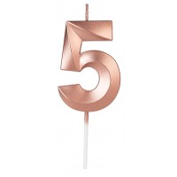 Свеча цифра "5" для торта, 4.5 см (розовый)