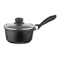 Ковш Ardesto Gemini Anzio AR2412GES со стеклянной крышкой алюминий черный, 1.2 л (16 см)