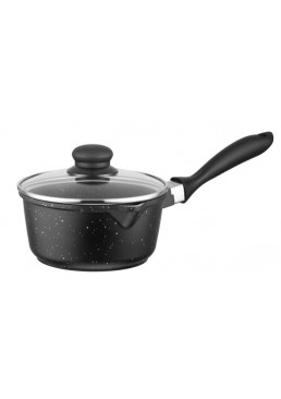 Ківш Ardesto Gemini Anzio AR2412GES зі скляною кришкою алюміній чорний, 1.2 л (16 см)