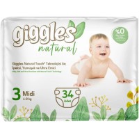 Подгузники детские Giggles Natural 3 Midi (4-9 кг), 34 шт