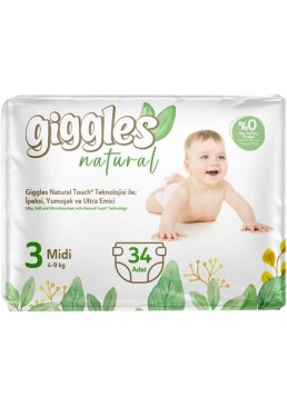 Подгузники детские Giggles Natural 3 Midi (4-9 кг), 34 шт