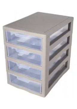 Мини комод 4 яруса, 27х19х27 см (какао/прозрачный)
