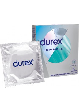 Презервативи латексні з силіконовою змазкою Durex Invisible (ультратонкі), 3 шт