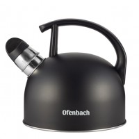 Чайник Ofenbach Vizo з нержавіючої сталі зі свистком і нейлоновою ручкою для індукції та газу, 1,5 л