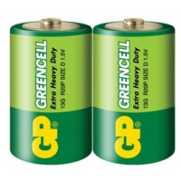 Батарейка GP GREENCELL 1.5V солевая 15G-S2, R20, D (2шт.)