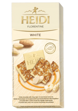   Шоколад білий Heidi Florentine White із карамелізованим шаром мигдалю, 100 г