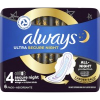  Гігієнічні прокладки Always Ultra Secure Night, 6 шт (7 крапель)