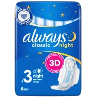 Гигиенические прокладки Always Classic Night, 8 шт (6 капель)