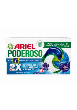 Капсули для прання Ariel PODEROSO Frescor Alpino для білих і кольорових тканин, 14 шт