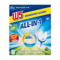 Таблетки для посудомоечных машин W5 All in 1 с ароматом лимона, 50 шт