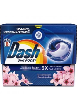 Капсулы для стирки универсальные Dash 3in 1 Fleur de Cerisier, 16 шт