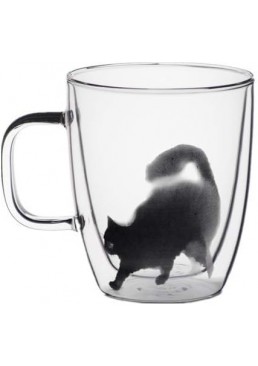 Чашка з подвійною стінкою S&T Black cat, 400 мл