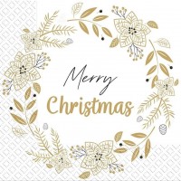 Праздничные новогодние салфетки Марго "Merry Christmas", 33х33 см (18 шт)