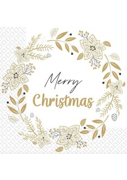 Праздничные новогодние салфетки Марго "Merry Christmas", 33х33 см (18 шт)