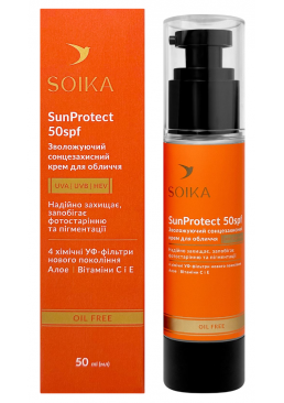 Увлажняющий солнцезащитный крем для лица Soika с SPF 50 SunProtect, 50 мл