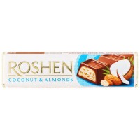Батончик Roshen молочно-шоколадний Мигдаль-кокос, 38г