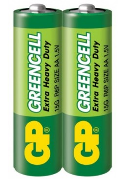 Батарейка GP Greencell 1.5V солевая 15G-S2, R6, АА, 2 шт