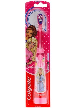 Детская электрическая зубная щетка Colgate Barbie на батарейке, супермягкая