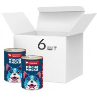 Влажный корм для собак Мясная миска, кусочки в соусе с телятиной, 6 шт х 1.24 кг