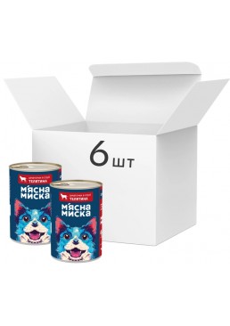 Вологий корм для собак М'ясна миска, шматочки в соусі з телятиною, 6 шт х 1.24 кг