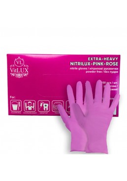 Рукавички нітрилові рожеві VitLux NITRILUX М, 100 шт