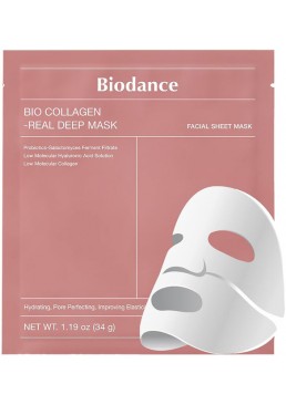 Гидрогелевая ночная маска Biodance Bio Collagen Real Deep Mask для глубокого увлажнения с коллагеном, ниацинамидом, экстрактом корня ириса, 34 г