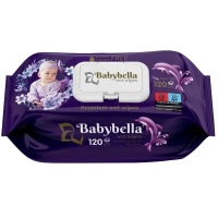 Дитячі вологі серветки парфумовані Babybella з клапаном, 120шт