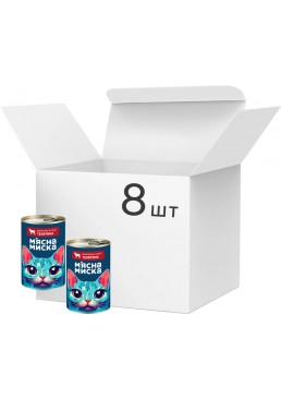 Корм вологий для дорослих котів М'ясна Миска шматочки в соусі з телятиною, 8 шт х 415 г