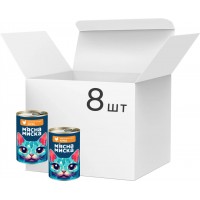 Корм вологий для дорослих котів М'ясна Миска шматочки в соусі курка та печінка, 8 шт х 415 г