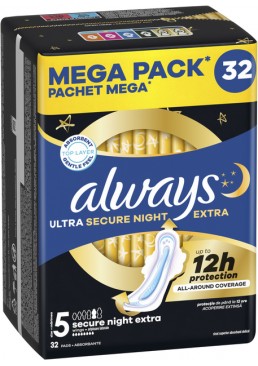 Гигиенические прокладки Always Ultra Secure Night Extra размер 5, 32 шт (8 капель)