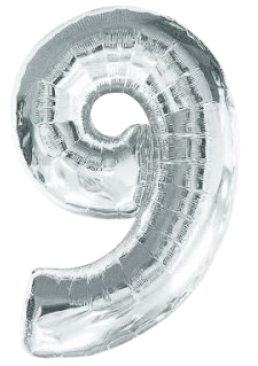 Фольгированная шарик цифра "9", 75 см (серебряная)