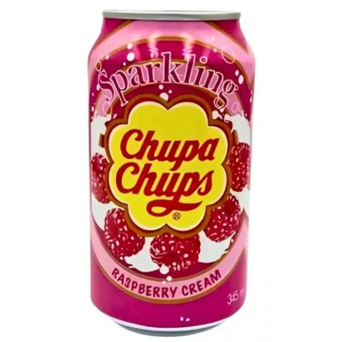 Напій безалкогольний сильногазований Chupa Chups Raspberry & Cream  малина і крем, 350 мл (413327) - 