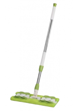Швабра под влажную салфетку + 2 запаски из микрофибры (салатовая)