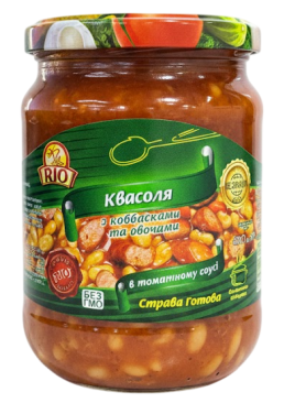 Фасоль RIO с колбасками и овощами, 480 г