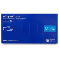 Перчатки нитриловые Nitrylex Basic (размер М) синие, 100 шт