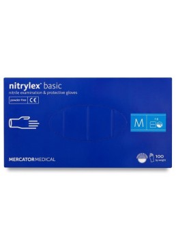 Перчатки нитриловые Nitrylex Basic (размер М) синие, 100 шт