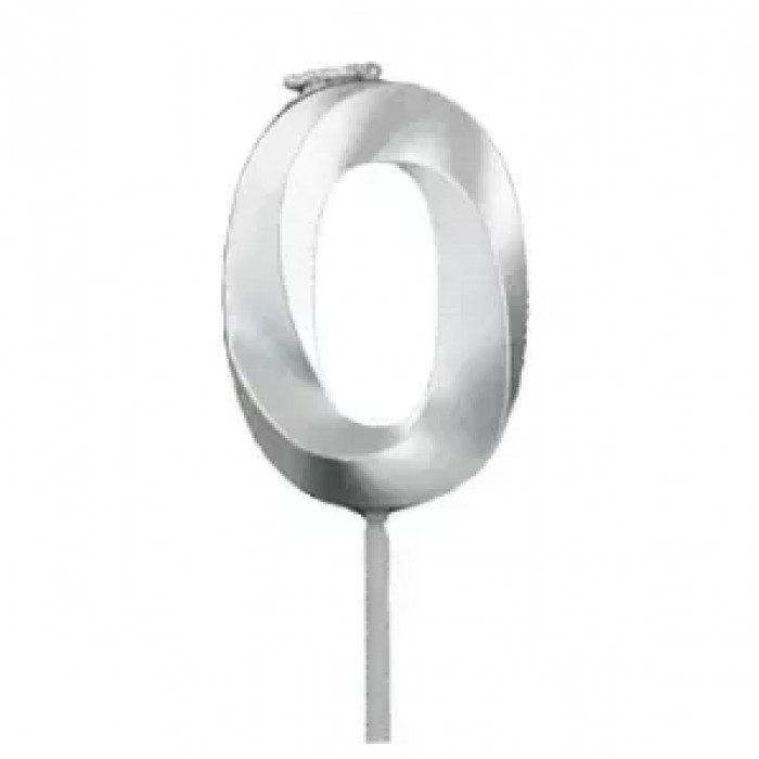 Свеча цифра "0" для торта, 4.5 см (серебро) -  Свеча цифра "0" для торта, 4.5 см (серебро) -