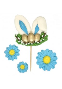 Набір для прикрашання торту/паски "Весняні вушка 2Д" (блакитні)