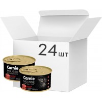 Влажный корм для взрослых кошек Carnie: мясной мусс с говядиной, черникой и петрушкой, 24 шт. по 85 г
