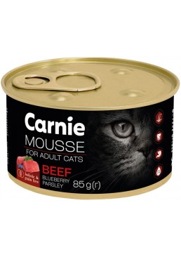 Влажный корм для взрослых кошек Carnie: мясной мусс с говядиной, черникой и петрушкой, 85 г