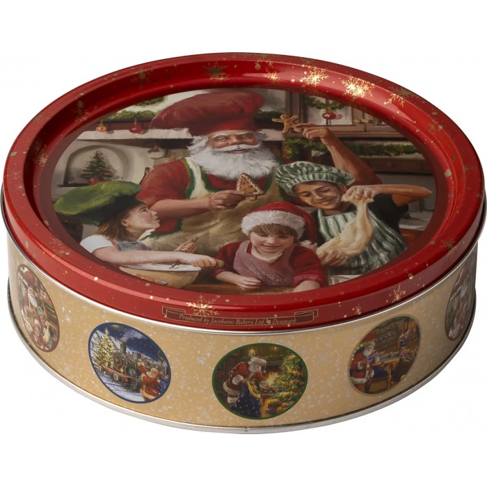 Печенье датское песочное Рождественская банка Classic Santa Jacobsens Bakery, 340 г - 
