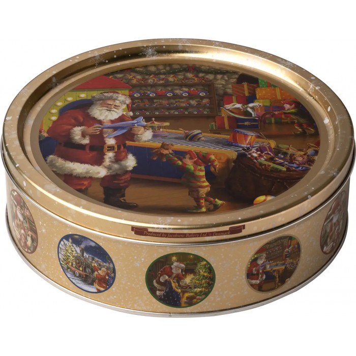 Печенье датское песочное Рождественская банка Classic Santa Jacobsens Bakery, 340 г - 
